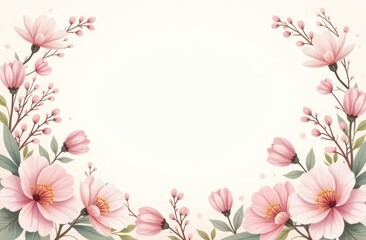 Fototapeta premium Beautiful Wedding Invitation with spring Flowers, without Text, empty Space, pastel colours