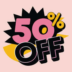 50 Percent Off Lebel or price tag vector illustration