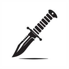 Black Military Knife Silhouette - Vector Icon for Graphic Design
