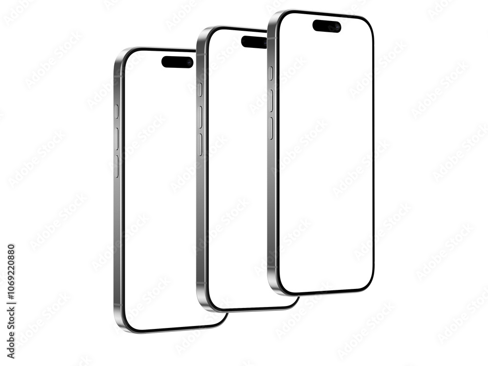 Poster high quality realistic 3d render smartphone ui ux screen mockup with transparent png