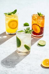 Fototapeta premium Refreshing summer cocktails with citrus and mint