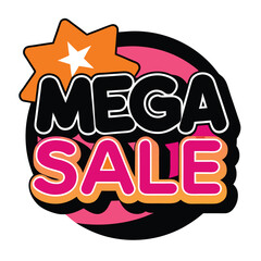Mega Sale offer tag vector illustration