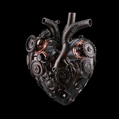 Obraz premium Intricate mechanical heart made of gears and tubes
