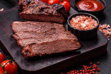 Grilled wagyu beef tomahawk steak with salt, spices and herbs