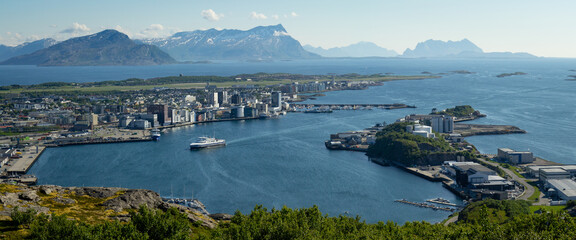 View of the Bodø harbor area, northern Norway