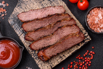 Grilled wagyu beef tomahawk steak with salt, spices and herbs