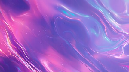 Purple background with holographic texture and iridescent effect, featuring a dreamy pattern with rainbow gradient colors in pink and blue. Perfect for creating a vibrant and cute visual appeal.