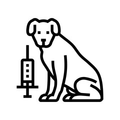 vaccination dog line icon vector. vaccination dog sign. isolated contour symbol black illustration