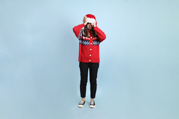 Woman wearing Santa hat