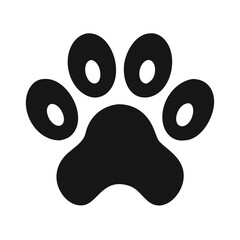 Bold Black Paw Print Icon Graphic, A simple black paw print icon, ideal for pet-related designs, animal branding, or minimalist digital projects.
