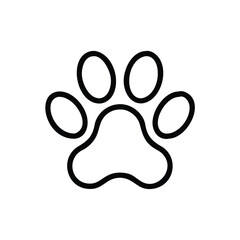 Simple Outline Paw Print Icon, Minimalistic black outline of a paw print, symbolizing pets, animals, and wildlife. Ideal for themes related to pet care, animal rescue, and veterinary services.
