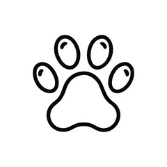 Simple Outline Paw Print Icon, Minimalistic black outline of a paw print, symbolizing pets, animals, and wildlife. Ideal for themes related to pet care, animal rescue, and veterinary services.
