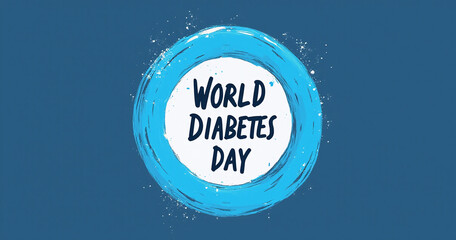 world diabetes day with hand hold blue circle ring and fight text vector design