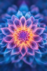 Vibrant and ethereal dahlia flower in shades of pink, orange, and blue