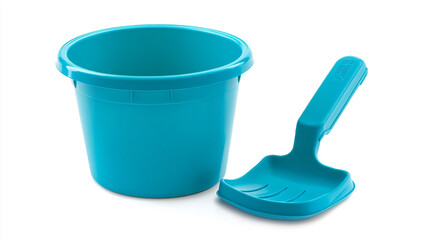 Blue Plastic Beach Bucket and Shovel for Kids Sand Play