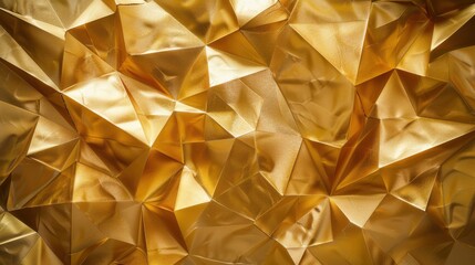 A metallic gold geometric pattern texture background with 3D effects
