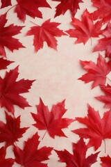 Vibrant red maple leaves on a textured background
