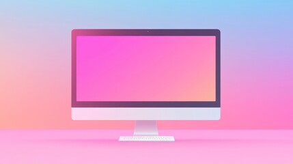 Flat view of computer screen with empty display and isolated background, electronic device for showing detail.