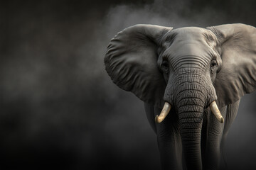 Obraz premium Close-up of Majestic Elephant in Dark Background