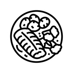 poached fish line icon vector. poached fish sign. isolated contour symbol black illustration