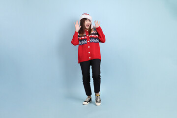 Woman wearing Santa hat