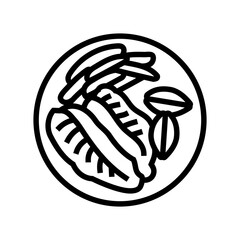 blackened fish line icon vector. blackened fish sign. isolated contour symbol black illustration