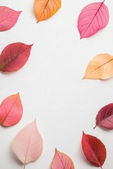 Obraz premium Vibrant autumn leaves on a white background