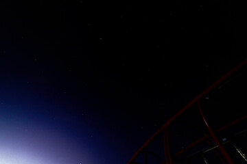 Night on highway with pedestrian bridge Cat eyes near Chlumec town