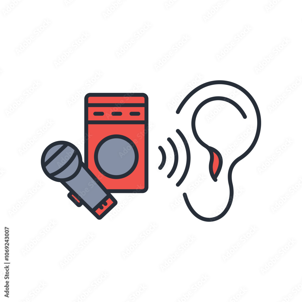 Poster active listening icon. vector.editable stroke.linear style sign for use web design,logo.symbol illus
