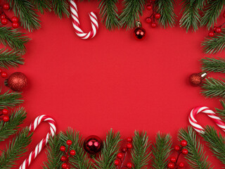 christmas frame on red background