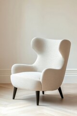 Cozy and stylish wingback chair in a modern living room