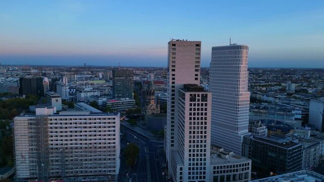 Berlin station zoologischer garten, sunset. Best aerial view flight drone