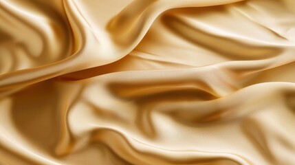 Fototapeta premium A shiny gold satin fabric texture background with smooth, flowing folds