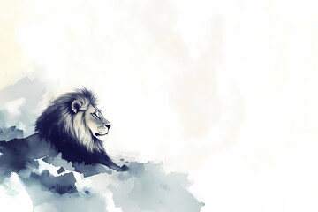 Graceful Lion Watercolor Illustration