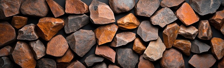 Fototapeta premium Pile of rugged natural rocks in various shades of brown and orange