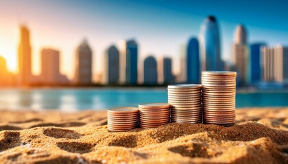 coins on the beach