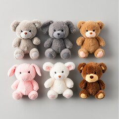 Assortment of cute and cuddly plush toys