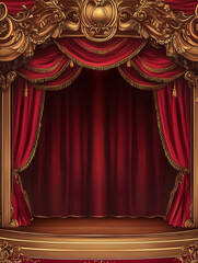 red curtain on a stage - empty theatre stage with curtains - generative ai