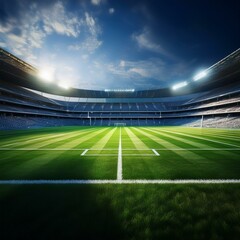 Fototapeta premium Green artificial grass turf sports field