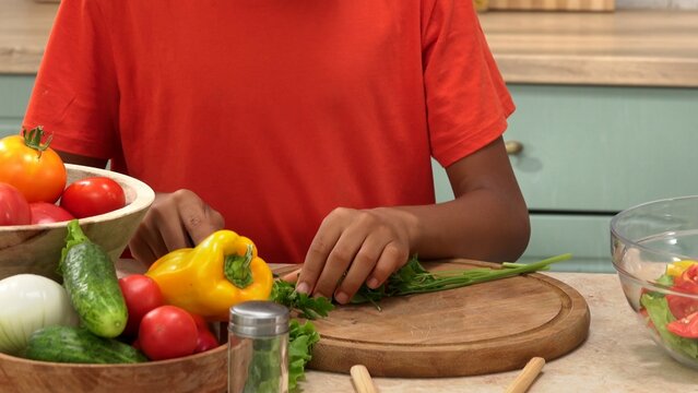African American happy family preparing food in the kitchen.