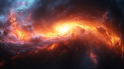 Obraz premium swirling inferno of red and blue hues radiates from the center of a cosmic whirlwind