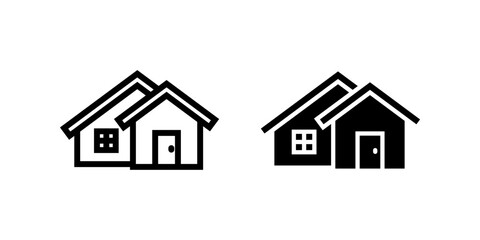 House icon set. flat illustration of vector icon on white background
