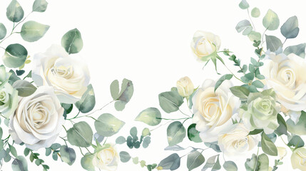 watercolor white roses background