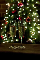 Two glasses of champagne. New Year's Eve and Christmas Celebrations