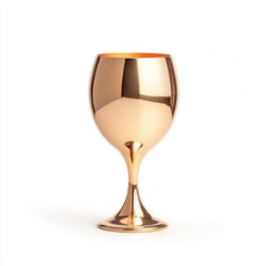 Elegant golden wine glass on a white background
