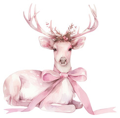 Naklejka premium PNG Coquette reindeer art illustration watercolor.