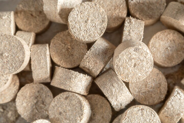 Wooden pressed briquettes as background