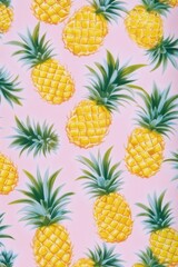 Vibrant pineapple pattern on pink background