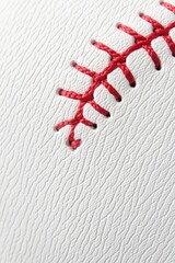 Close-up of red stitching on a white background