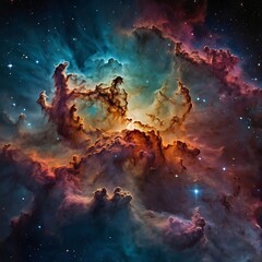 Fototapeta premium Close-Up of Cosmic Nebula with Supernova Core and Starry Background.Universe science astronomy